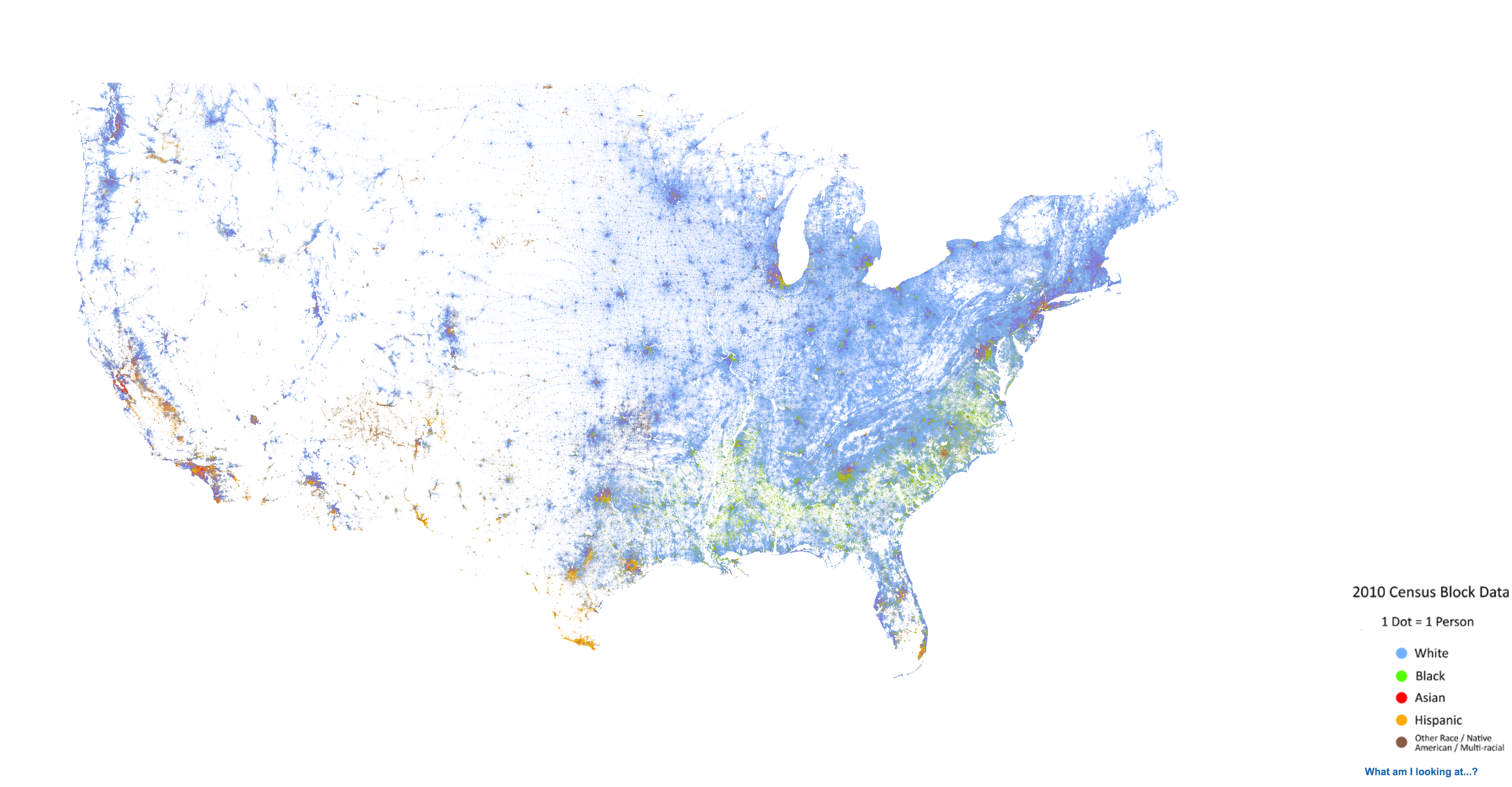 The Racial Dot Map: One Dot Per Person for the Entire U.S.